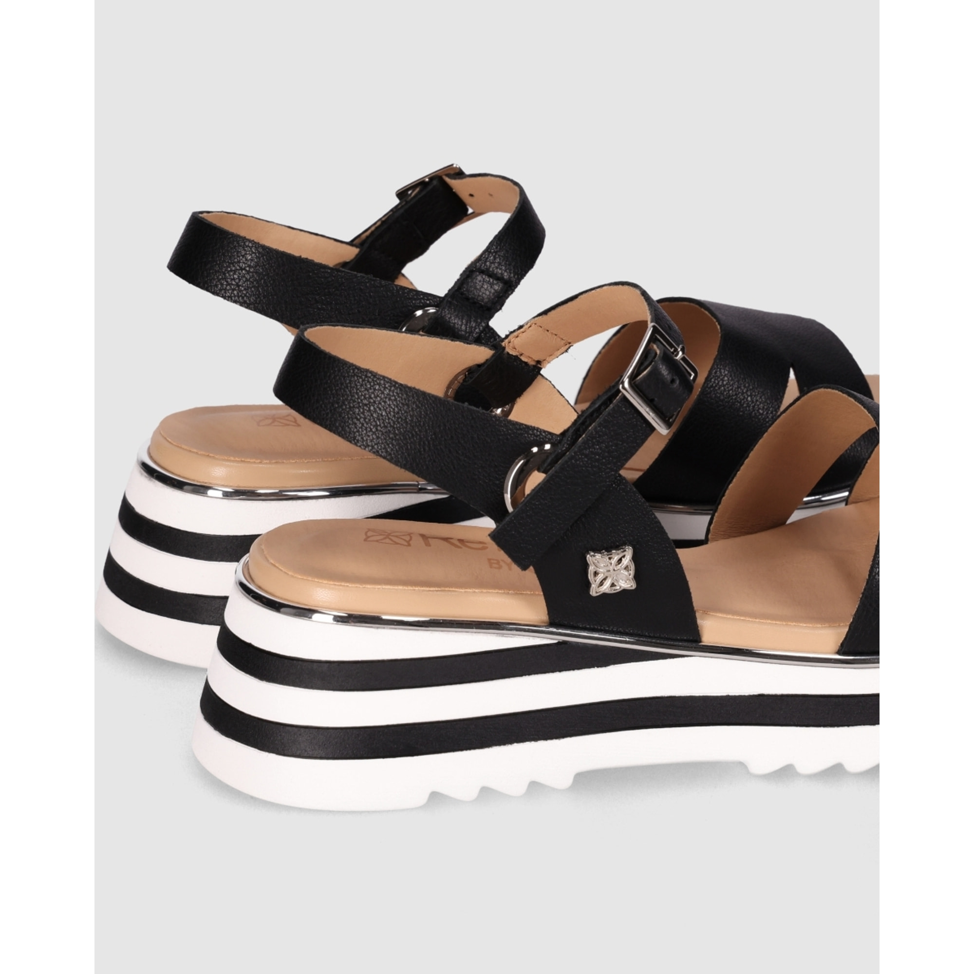Sandalias de Piel - Negro - Tacón: 5 cm
