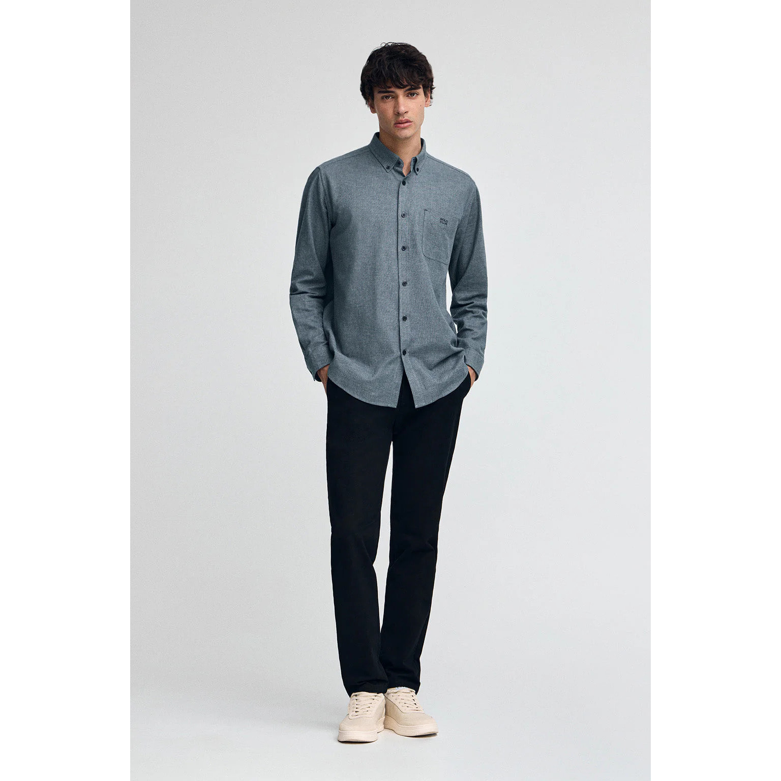 Camisa azul denim de corte regular y con logo Polo Club