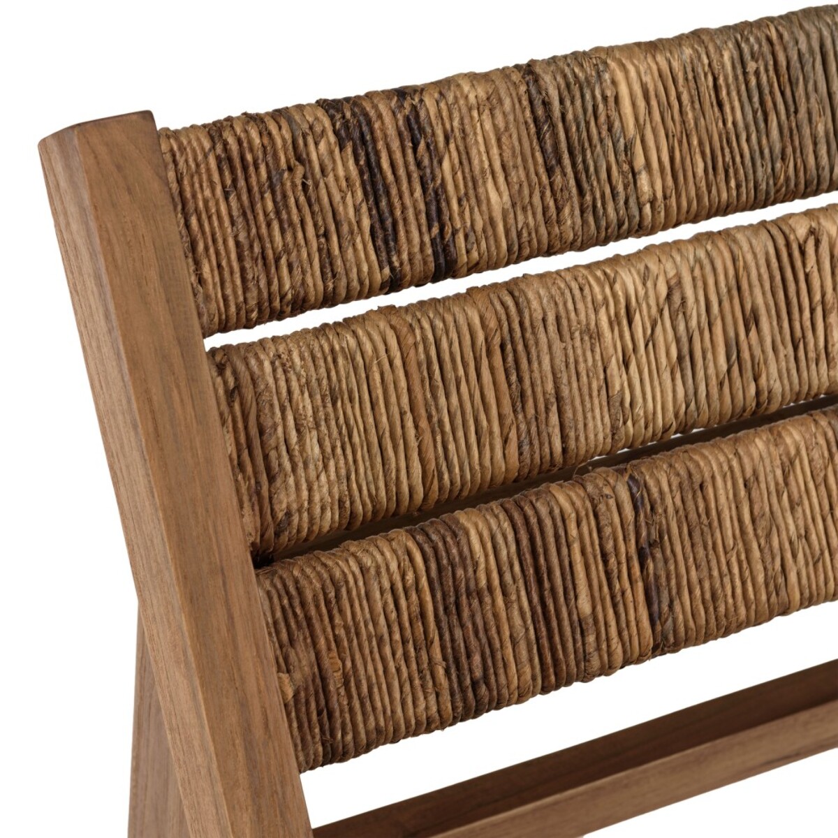SIXTINE - Fauteuil lounge en bois de teck recyclé assise en tissage