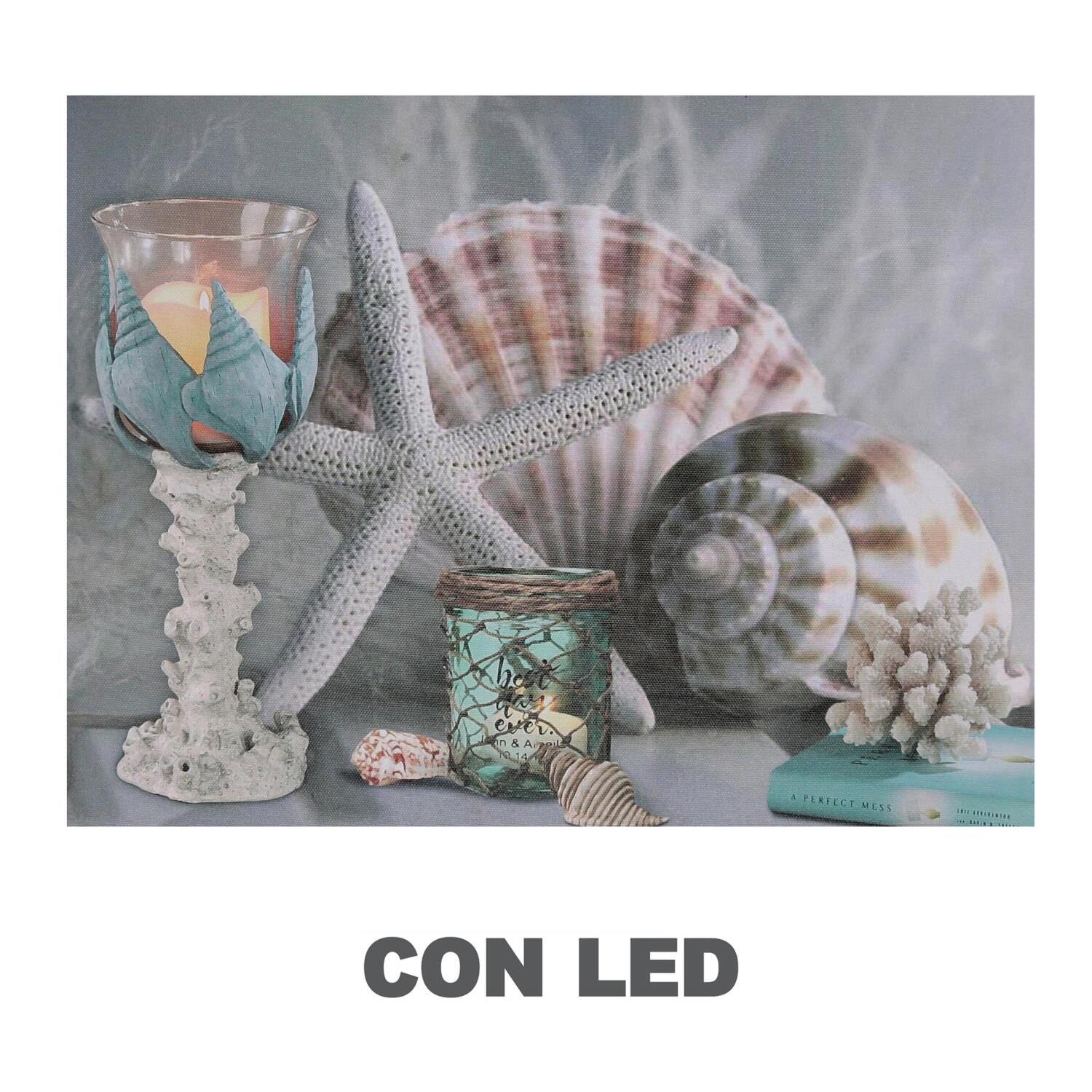 Quadro "mare" con led conchiglie cm40x2,3x30