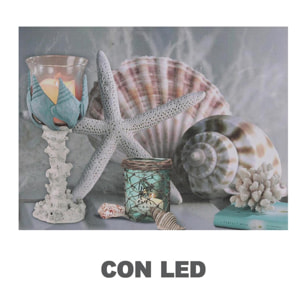 Quadro "mare" con led conchiglie cm40x2,3x30