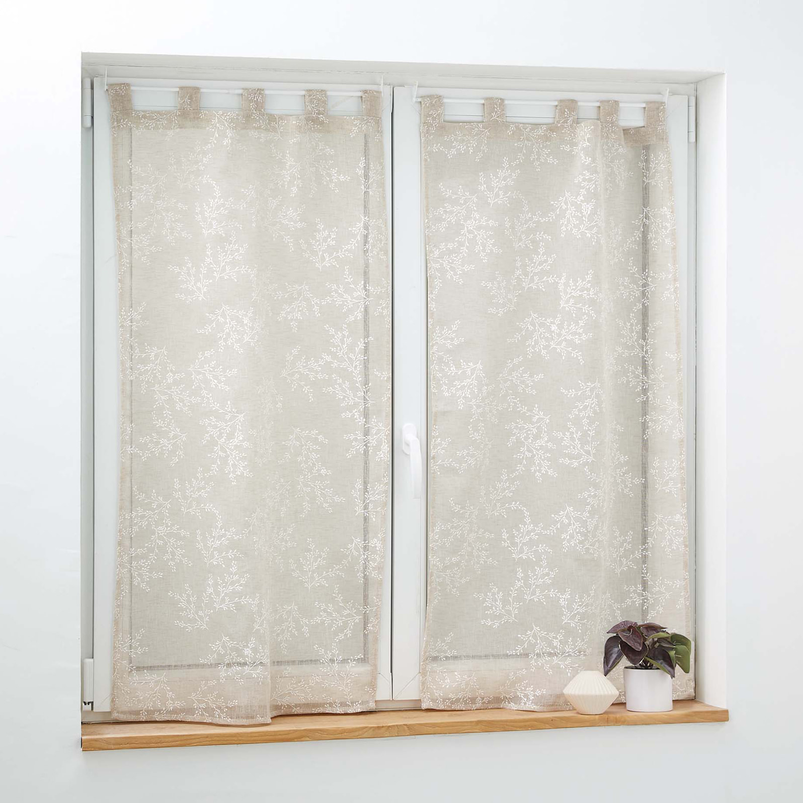 Paire de voilages à passants - Taupe