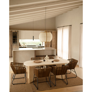 Mesa de comedor de madera maciza en tono natural de varias medidas