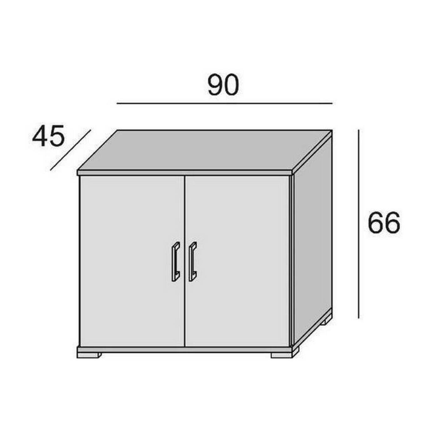 Armadio multiuso Bucaneve, Mobile lineare a 2 Ante battenti con ripiano, Mobile da ingresso, Scarpiera moderna, 100% Made in Italy, Cm 90x45h66, Bianco