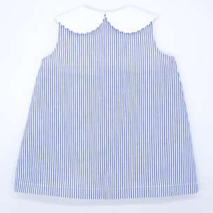 Vestido cuello bebé raya azul