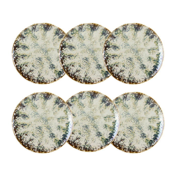 Lot de 6 assiettes plates abstraites en porcelaine 27cm MAKA