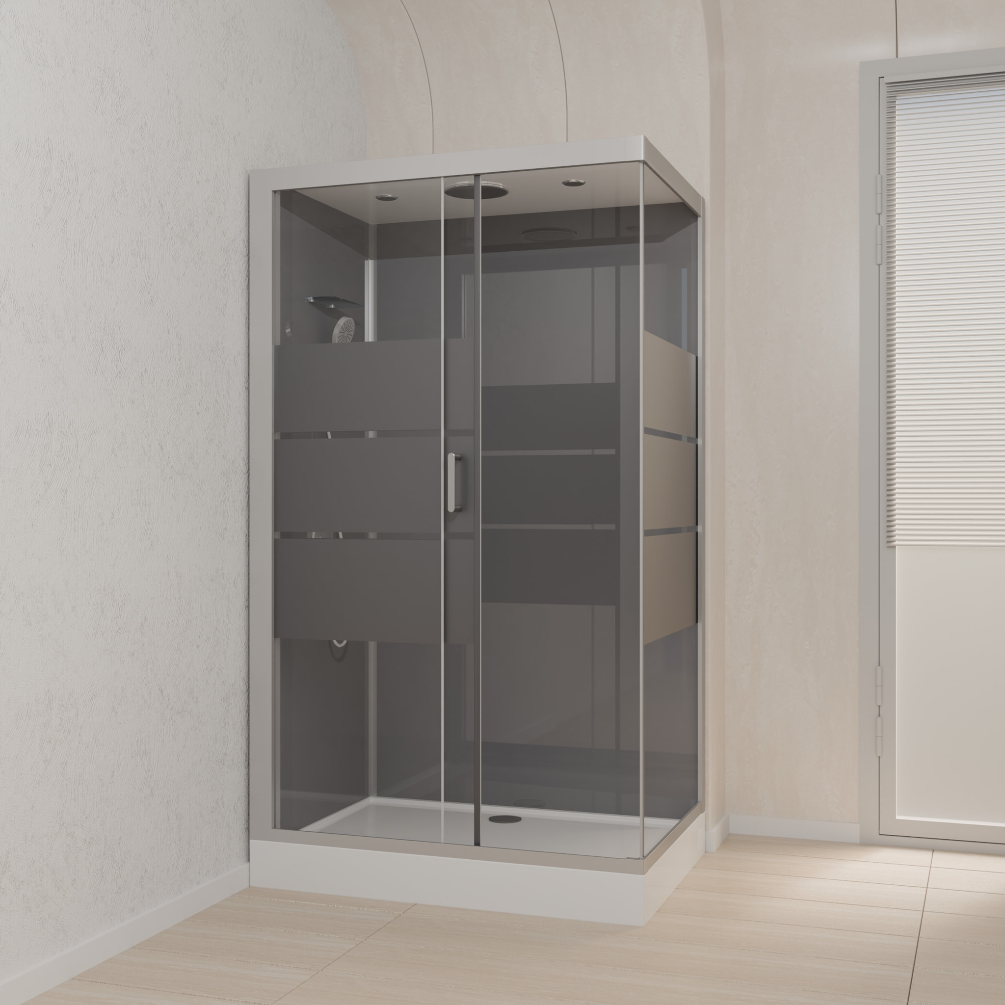 Cabine de douche rectangle 110x80x215cm - SILVERY STRIPE RECTANGLE
