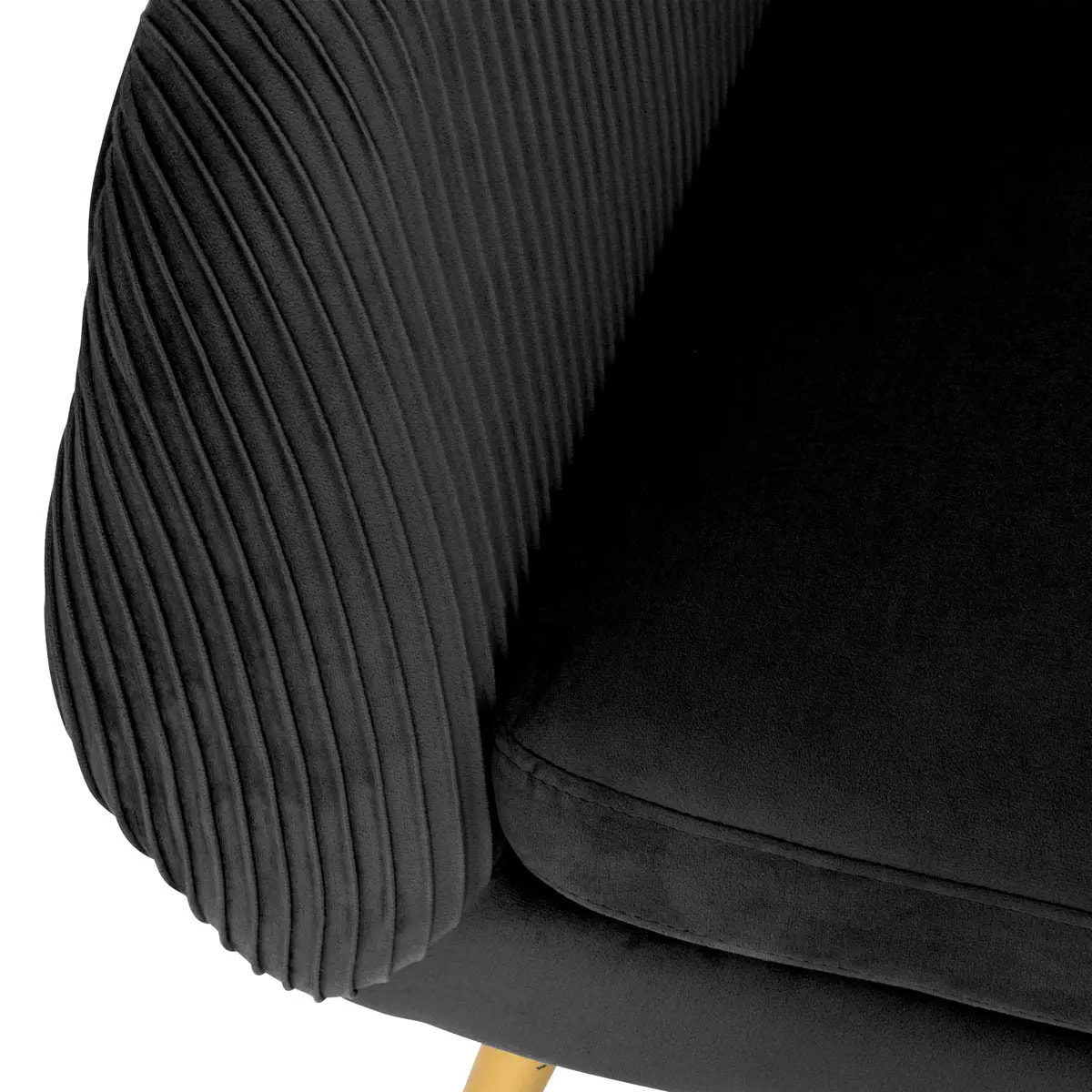 Fauteuil "Solaro" noir en velours plissé