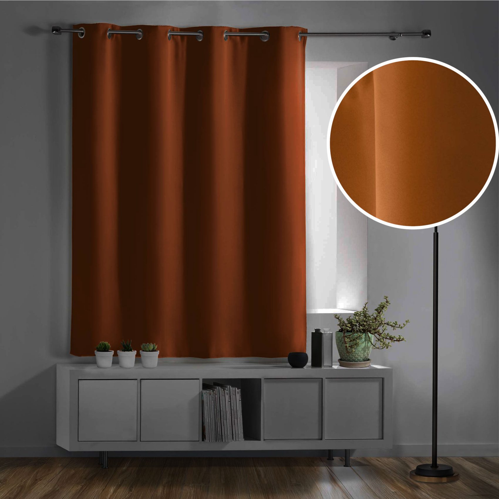 Rideau court obscurcissant 90 % adapté radiateur - Orange Foncé