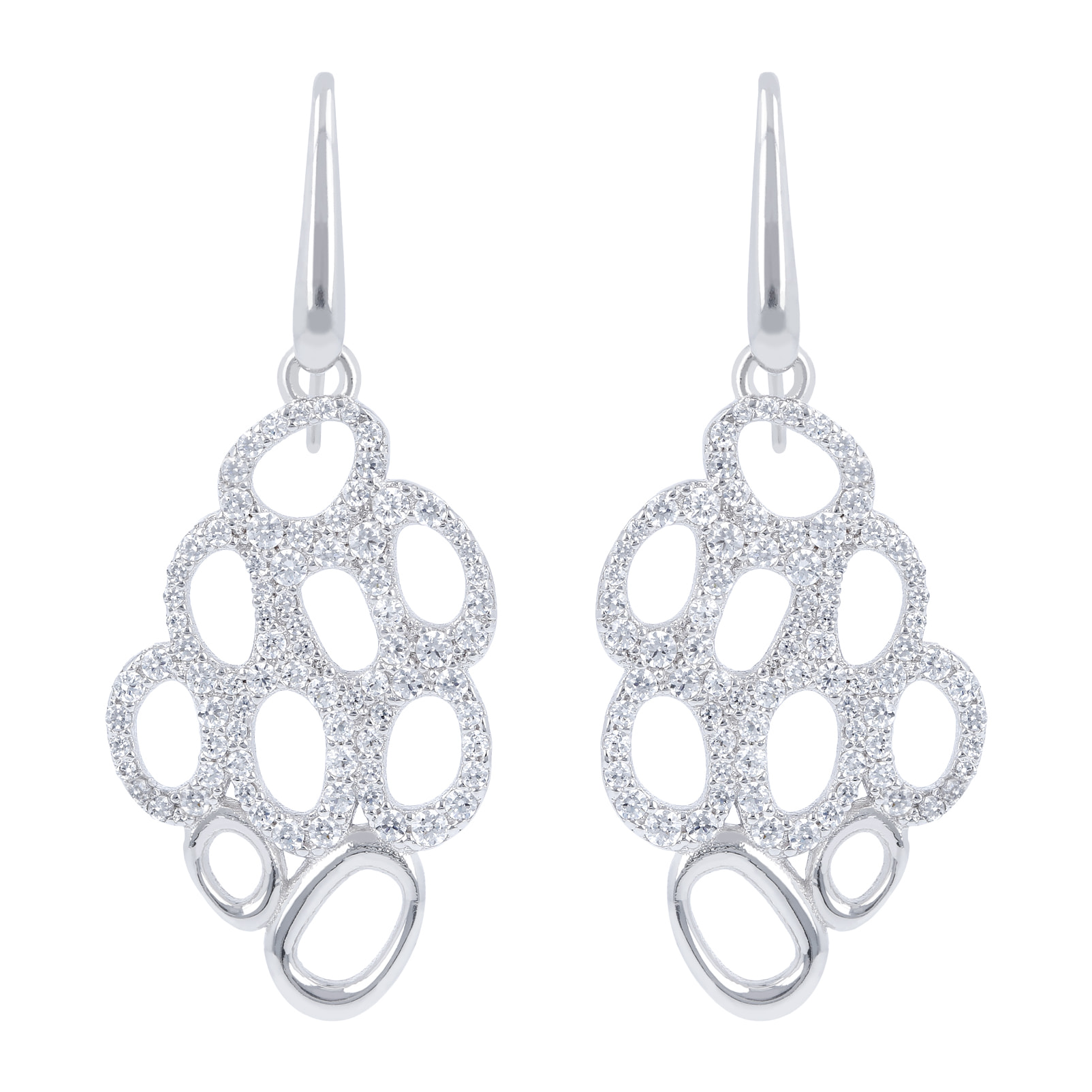 Orecchini a Lampadario con Pavé di Cubic Zirconia in Argento 925