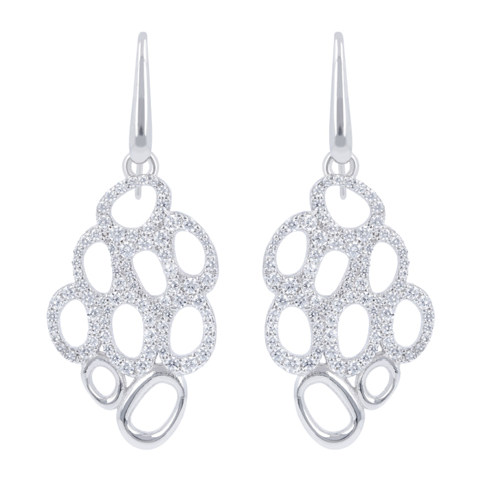 Orecchini a Lampadario con Pavé di Cubic Zirconia in Argento 925