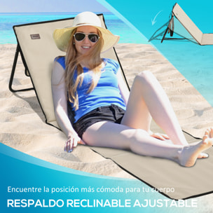 Conjunto de 2 Esterillas de Playa Plegable Esteras Acolchadas con Respaldo Reclinable y Bolsa de Transporte para Jardín Camping 142x51x40 cm Beige