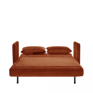 Belushi - Canapé convertible 2 places en velours L120cm - Rouille