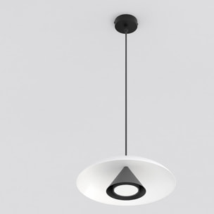 Lampada a sospensione Babel in acciaio bianco e nero