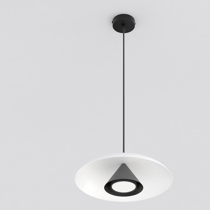 Lampada a sospensione Babel in acciaio bianco e nero