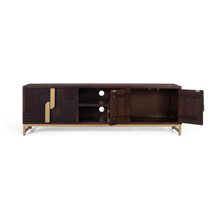 Mueble TV de Madera de Mango 180 Cm Estilo Rústico Moderno