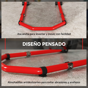 Caballete Moto Elevador Universal Carga 390 kg Soporte Rueda Delantera y Trasera Motocicleta Convertible con Adaptadores de Horquillas en U y L Ajustables y Ruedas para Reparación Mantenimiento