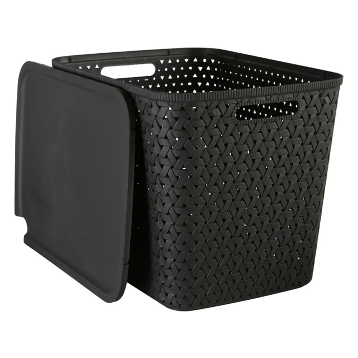 Panier "Tressy" en plastique noir 28L