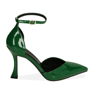Décolleté verdi in naplack, tacco 9,5 cm