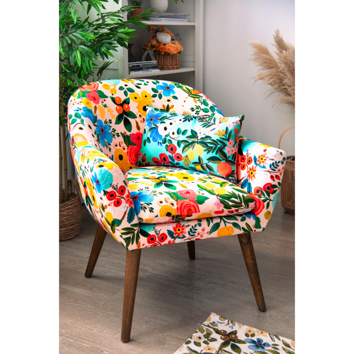 Poltrona Excelsa Fiori Frida poliestere e legno 70,5x65x83 cm multicolore