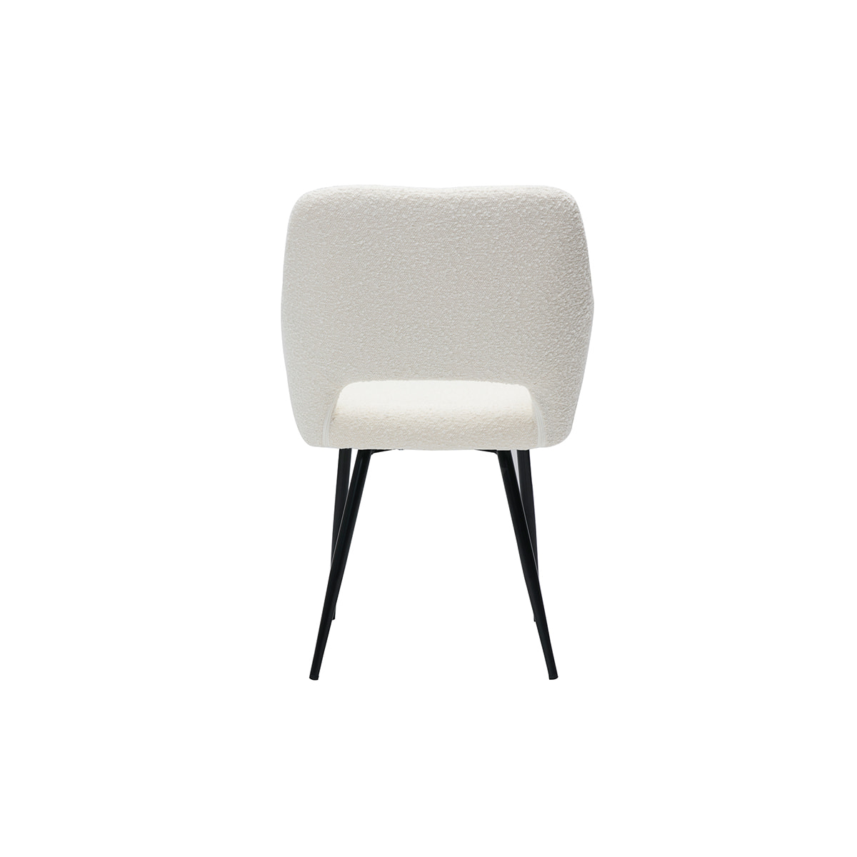 Chaises en tissu effet laine bouclée blanc cassé et métal noir (lot de 2) LAURETTE