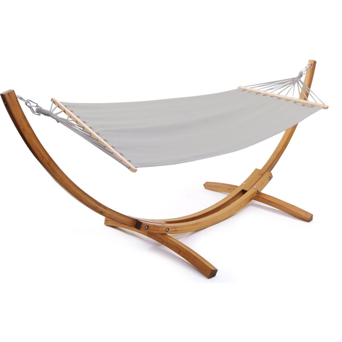 Hamac bois avec toile en coton "Dallas" - 3 m - Gris