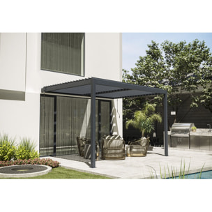 Pergola bioclimatique adossée avec led "Windsor" - 3 x 4 m - Anthracite