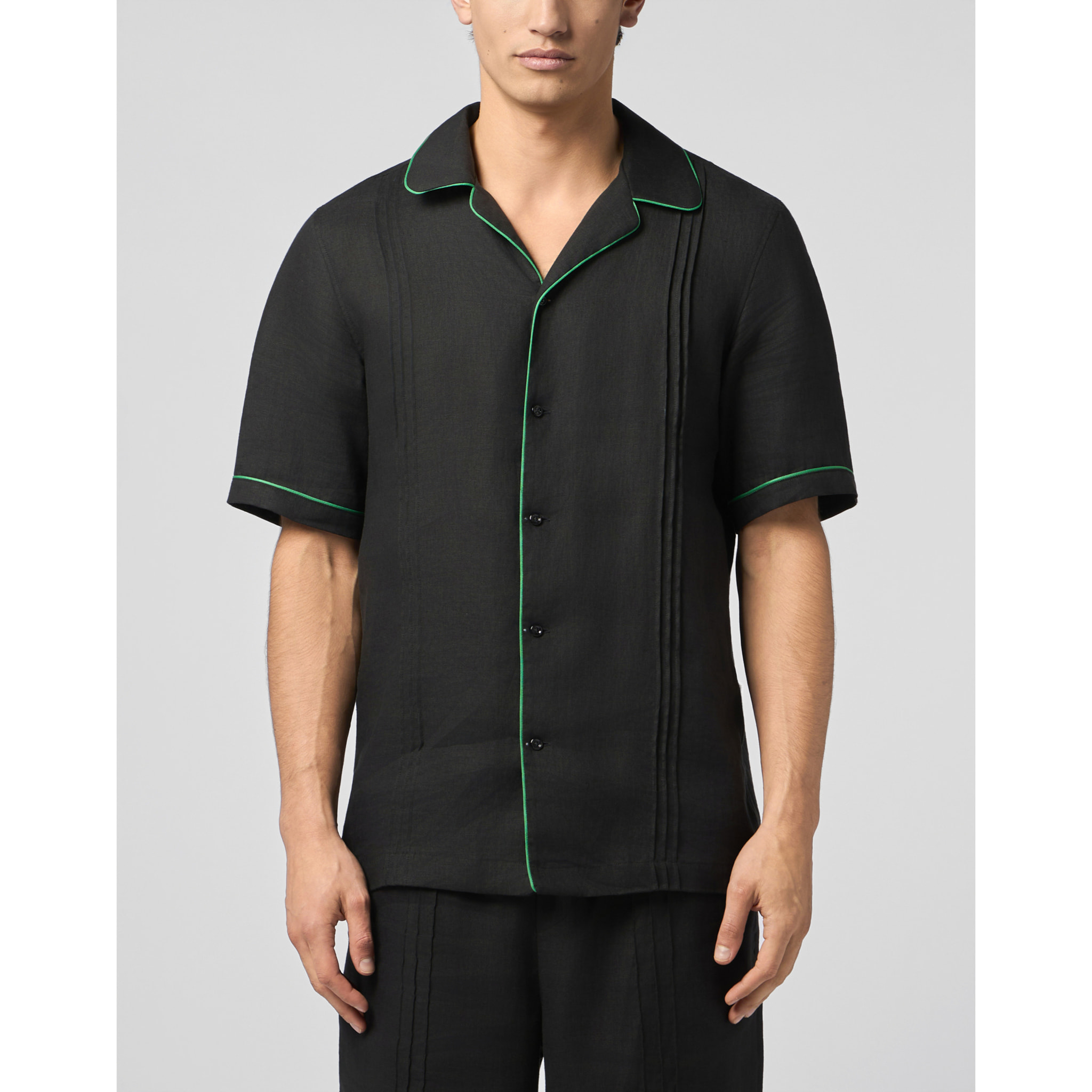 PHILIPP PLEIN Linen Bowling Shirt Plein Tennis