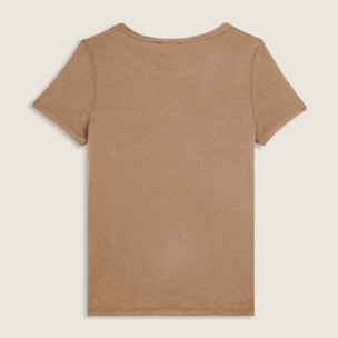 T-shirt donna con grafica in strass e logo sul fondo