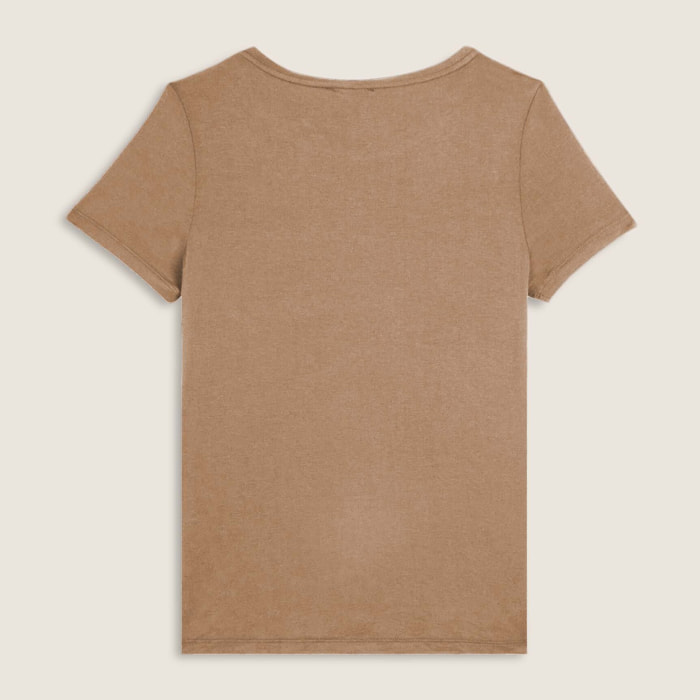 T-shirt donna con grafica in strass e logo sul fondo