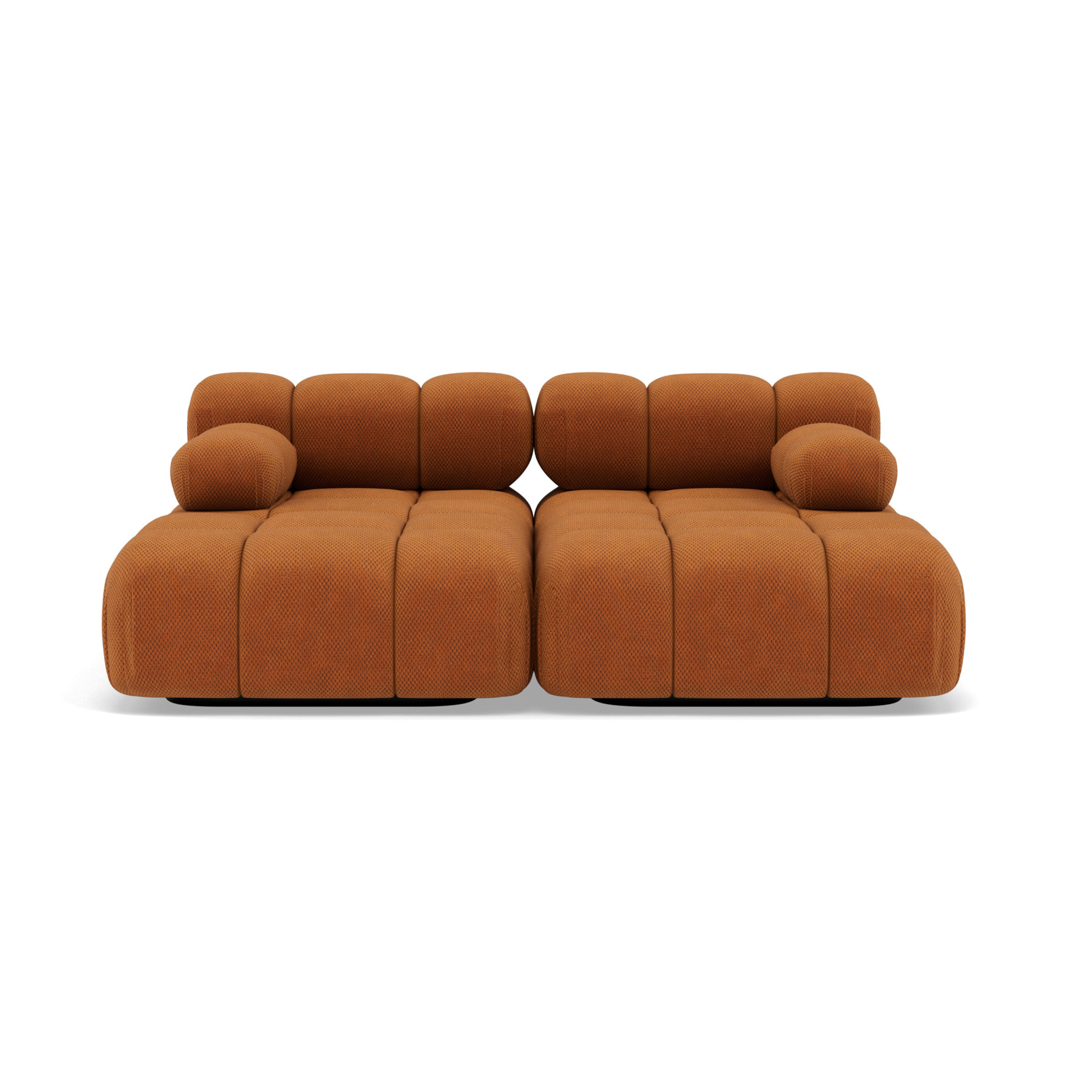 Ruby - canapé droit 4 places avec double méridienne - assise profonde - en velours texturé - Terracotta