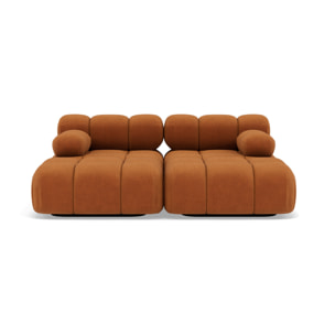 Ruby - canapé droit 4 places avec double méridienne - assise profonde - en velours texturé - Terracotta
