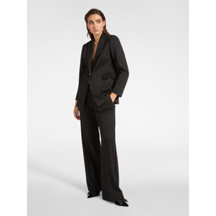 Elena Mirò - Blazer in tessuto gessato - Nero