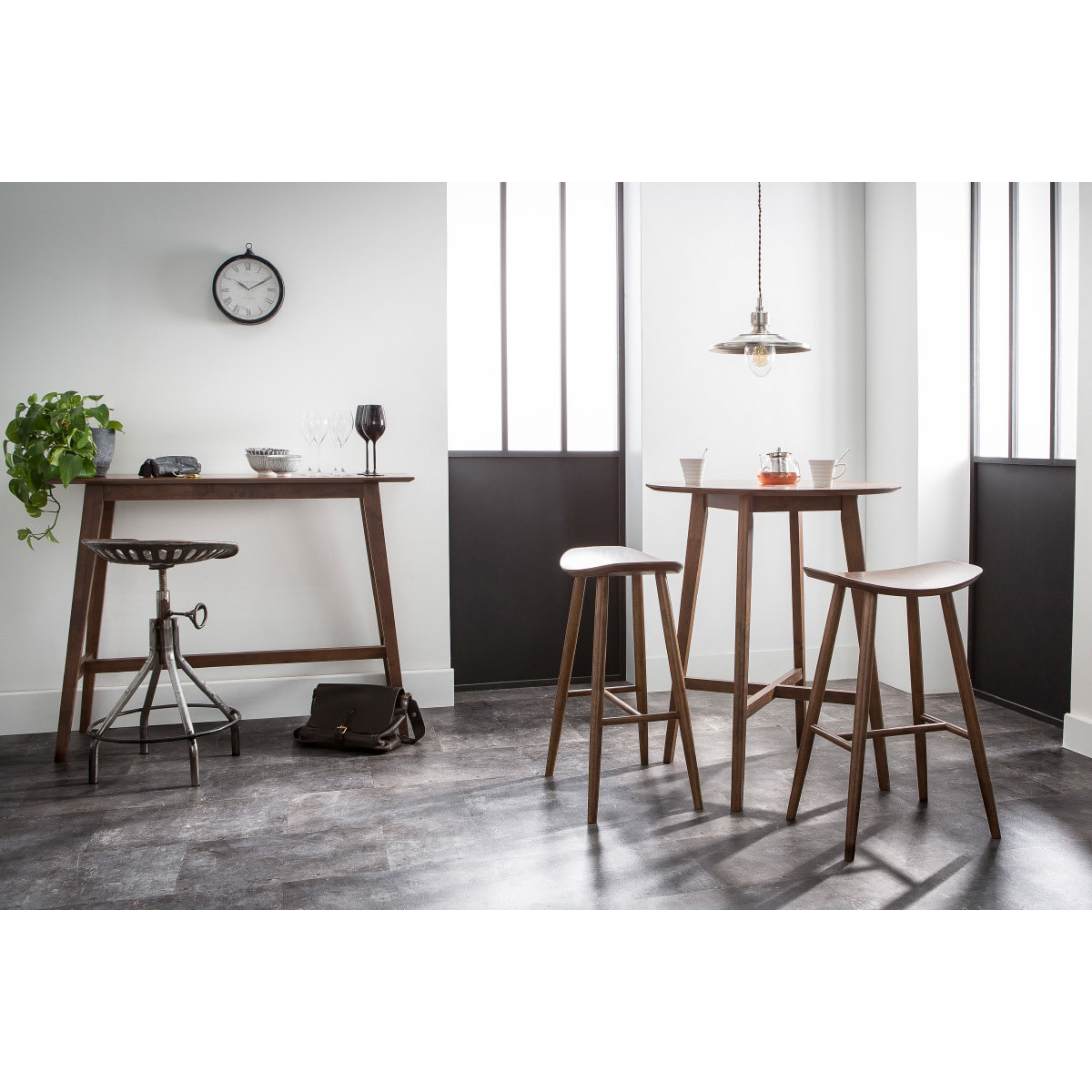 Tabouret de bar design noyer H72 cm DEMORY