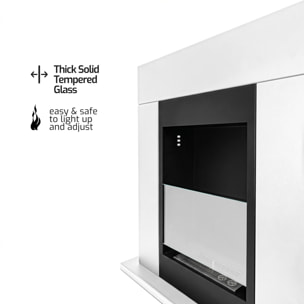 Marco Aurelio - Camino a bioetanolo da terra freestanding, biocamino da pavimento, 73x20xH75 cm colore bianco