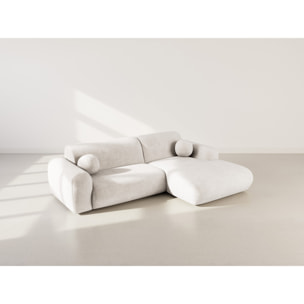 Louise - Canapé d'angle droit 4 places en velours texturé - Beige