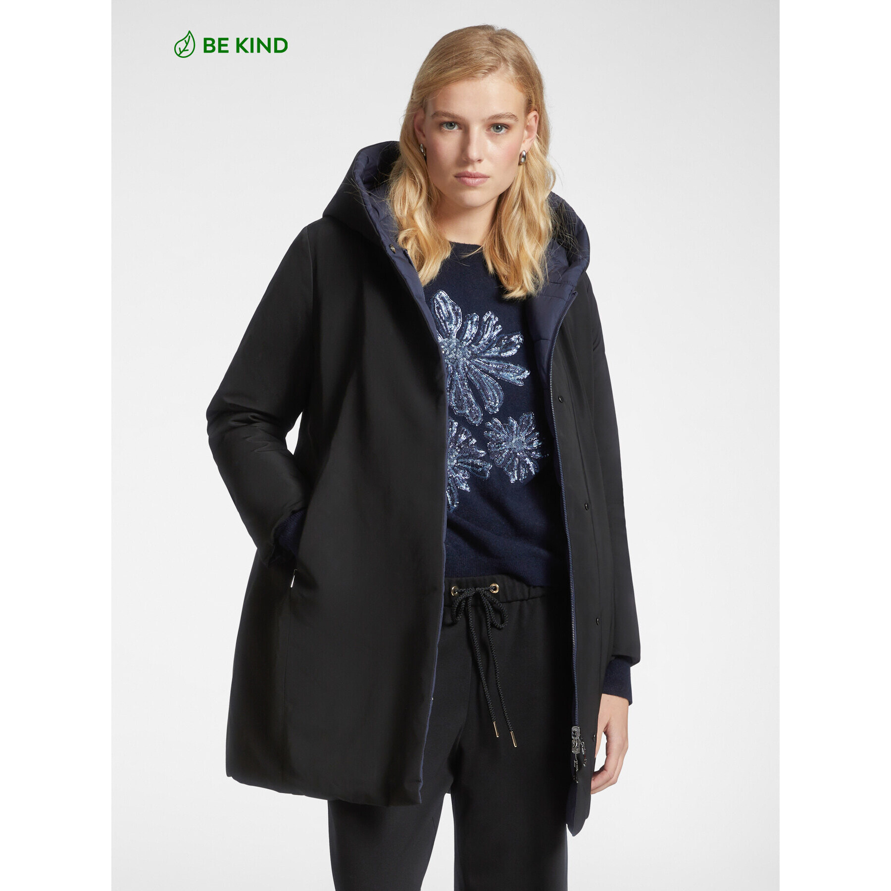 Elena Mirò - Parka reversible de dos colores - Negro