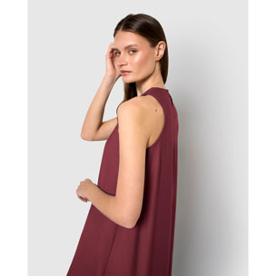 Vestido largo sin mangas fluido tinto