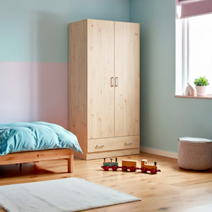 Armadio Con 2 Ante E 1 Cassetto Multiuso Armadietto Design Moderno Salvaspazio Con Ripiani Interni E Vano Contenitore 79.4 x 35.7 x 170.4 Cm Rovere