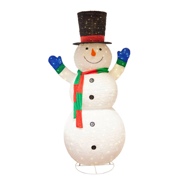 Muñeco de nieve gigante led de 140x96x240 cm, 390 leds blanco frío para exterior e interior y con temporizador