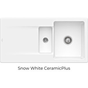 Evier 1 bac 1/2 Siluet 60 R Snow White CeramicPlus avec vidage manuel