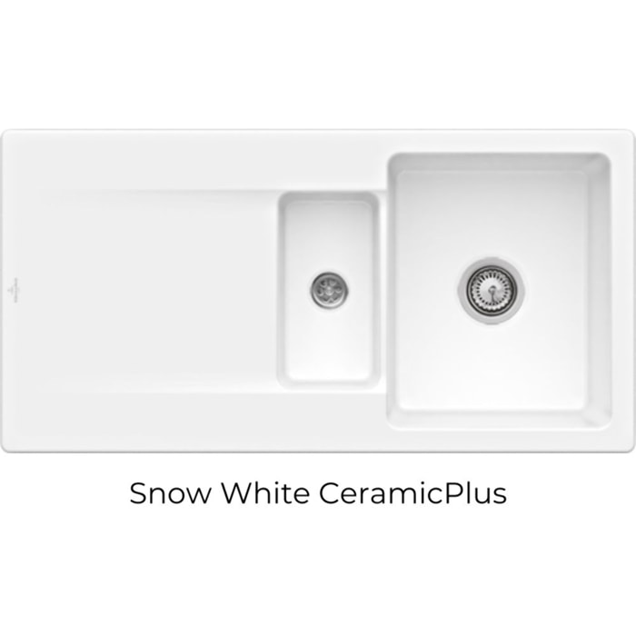 Evier 1 bac 1/2 Siluet 60 R Snow White CeramicPlus avec vidage manuel