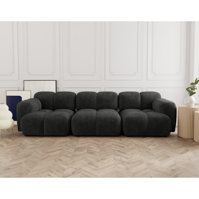 Grace - canapé modulable 3 places en velours texturé - Gris Anthracite