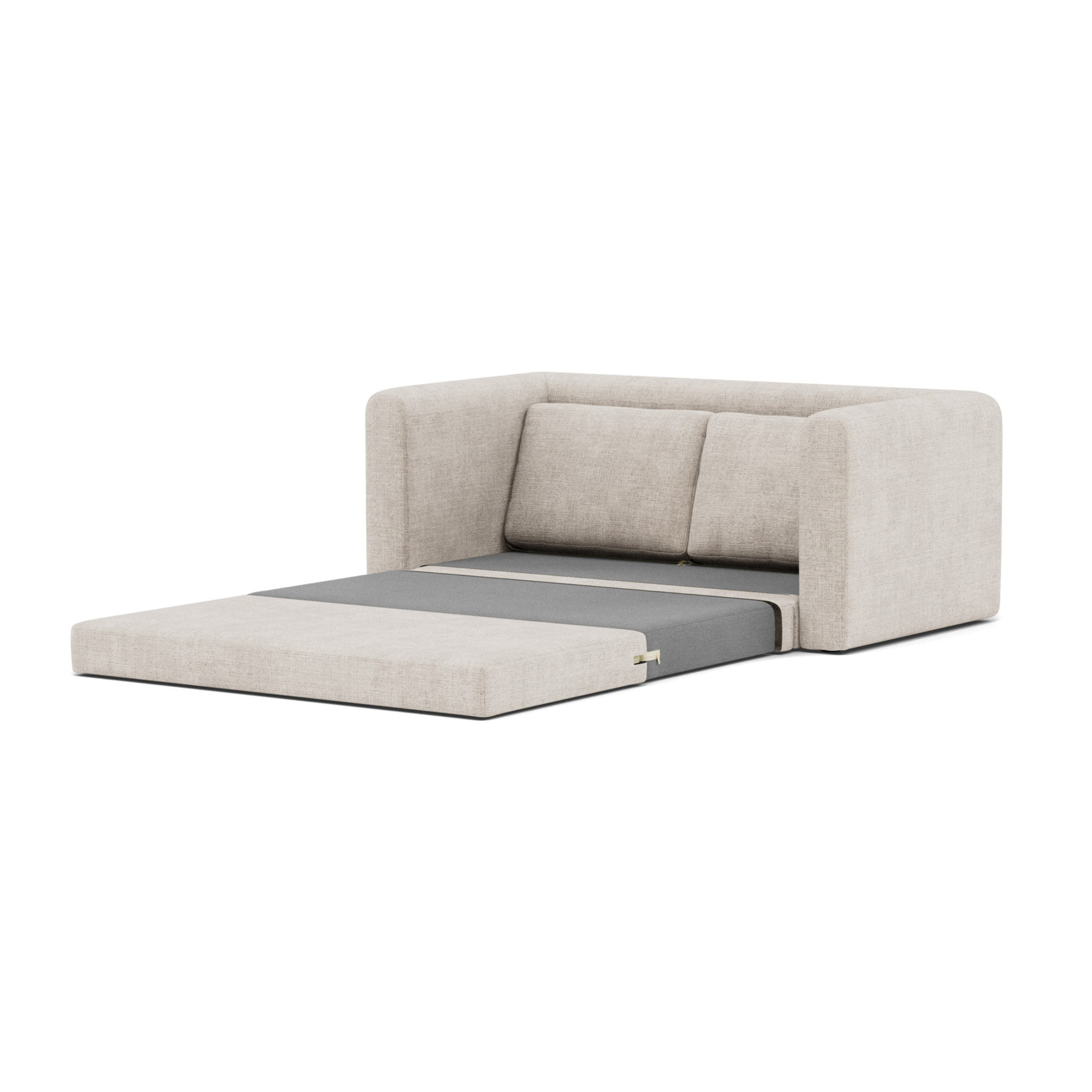 Marilia - Canapé 2 places convertible déplimousse en velours texturé - Beige