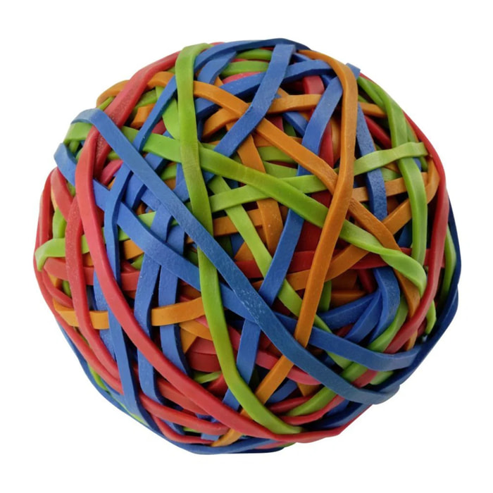 Boule de 190 élastiques multicolores pour le rangement de la cuisine et du bureau Fackelmann Tecno