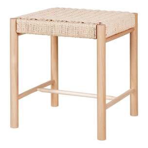 Sgabello Abano in legno di pioppo e corda naturale 42x42x46,5 cm