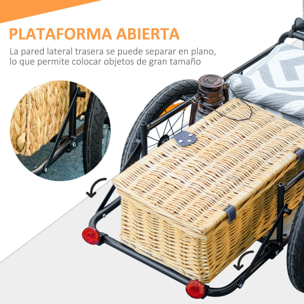 Remolque para Bicicleta de Carga Carro para Bicicleta con Caja de Almacenamiento Plegable Mango Ajustable y Reflectores Seguros Carga 40 kg Capacidad 65 L Azul