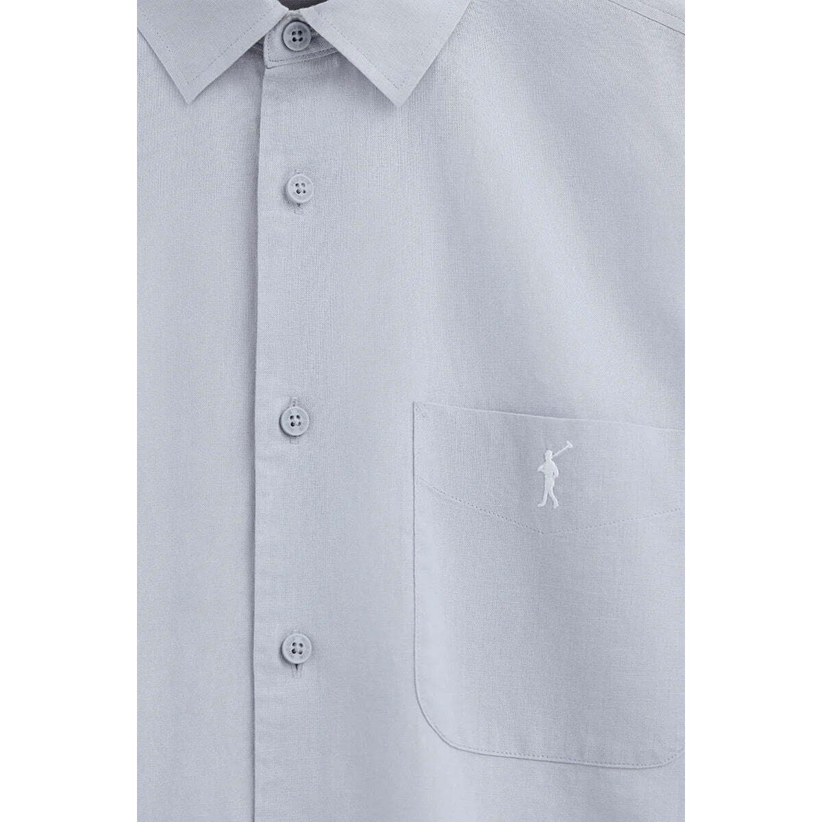 Camicia cotolino azzurra a maniche corte e regular fit con logo Rigby Go