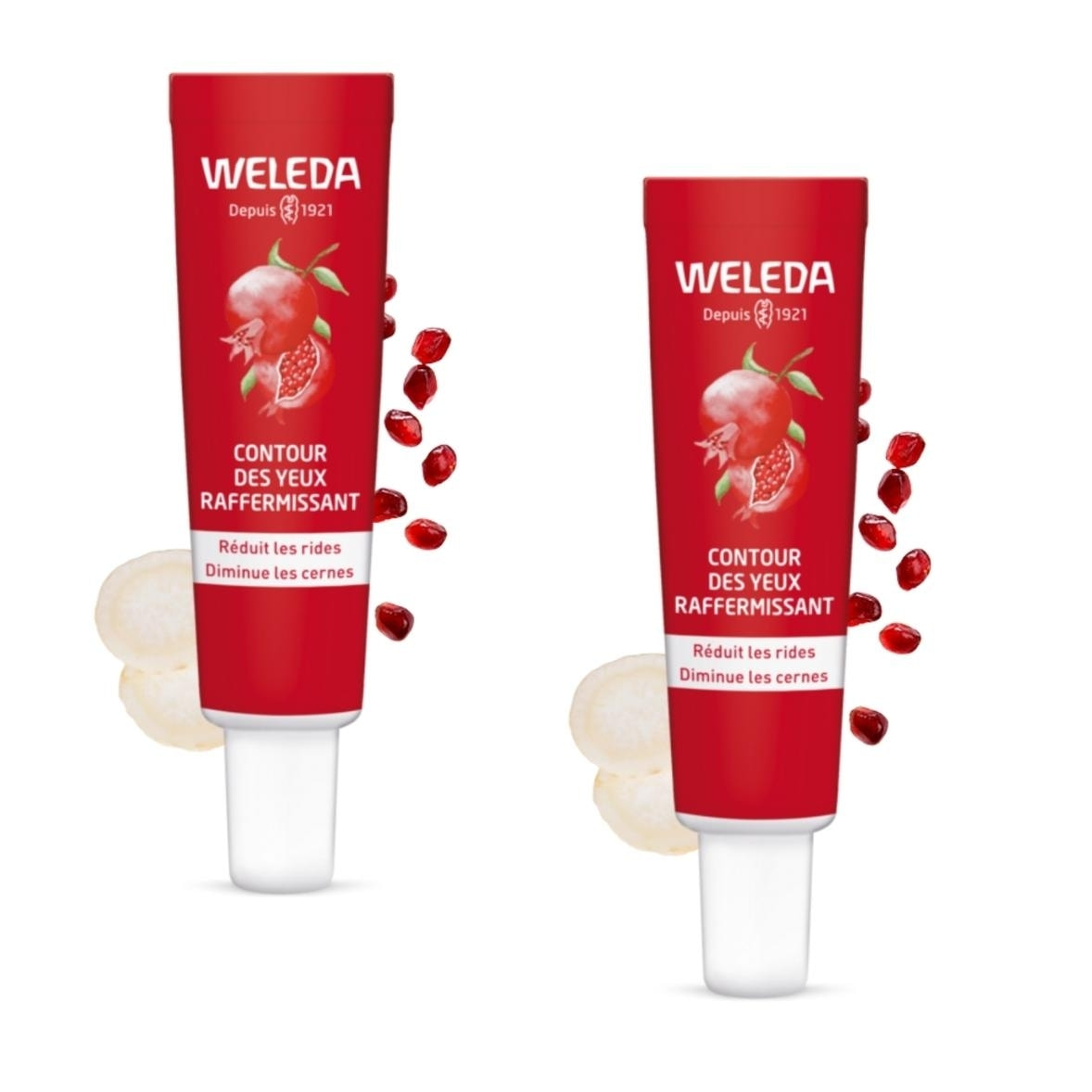 WELEDA - Duo Contour des Yeux raffermissant Grenade et Peptides de Maca - Réduit les rides et diminue les cernes - Vegan - Certifié Natrue- Tube 12 ml  x 2