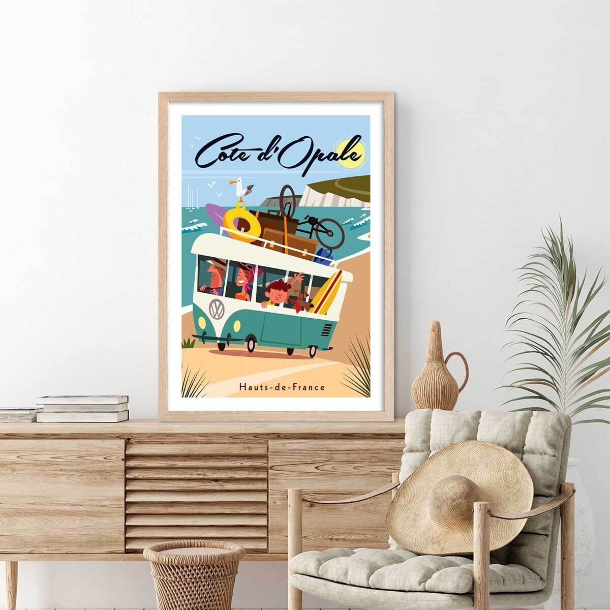 Affiche Côte d'Opale Affiche + cadre en bois - Chêne